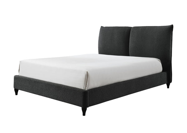 Jenn - Cama tapizada King con juego de tablas - Carbón