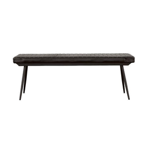  this dining bench is a bold yet versatile seating option. Upholstered in hand-dyed genuine goat leather