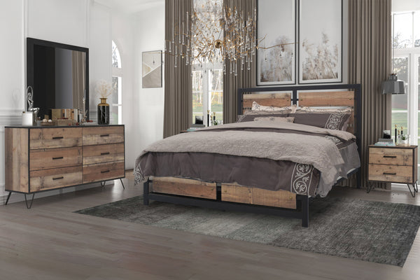  crafted for those who appreciate a blend of modern industrial design and practical functionality. This set includes a bed