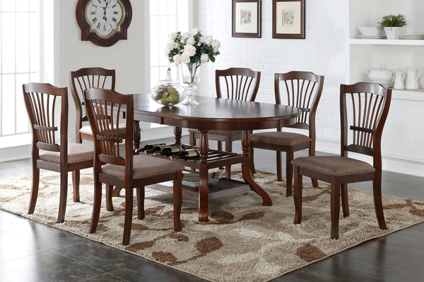  complete with an oval dining table and six side chairs