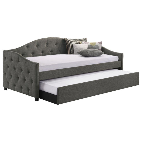Sadie - Upholstered Twin Daybed With Trundle - Gray