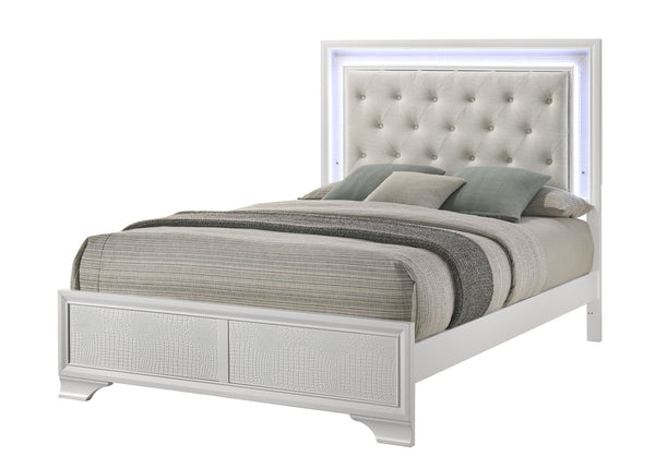Step into a realm of sophistication and comfort with this stunning bedroom collection. Each piece showcases an exquisite blend of traditional charm and contemporary flair, making a bold statement with its textured surfaces and crisp white finish. The bed,