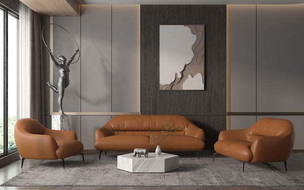 Created to be enjoyed both visually and physically, the Leonia collection is fitting for the modern home. The clean lines and slopped armrests make for a timeless collection. The plush backrest and seat cushions make lounging enjoyable for hours. The meta