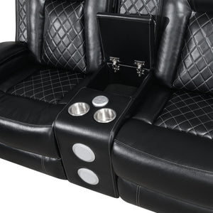 Orion - RAF Console Loveseat With 1 Recliner - Black