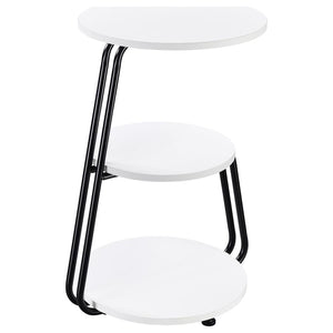 Hilly - 3-Tier Round Accent Side Table - White And Black