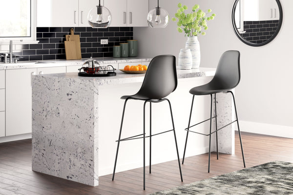  this contemporary bar stool sports a slender-yet-sturdy metal frame and a fully contoured bucket seat. With its cool bar height dimensions and classically clean design