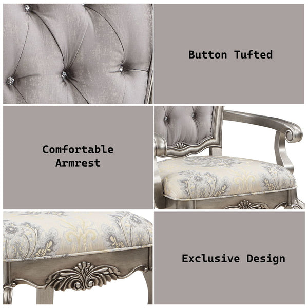 Ariadne - Arm Chair (Set of 2) - Velvet & Antique Platinum
