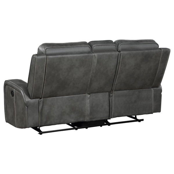 Raelynn - Upholstered Track Arm Motion Loveseat - Gray
