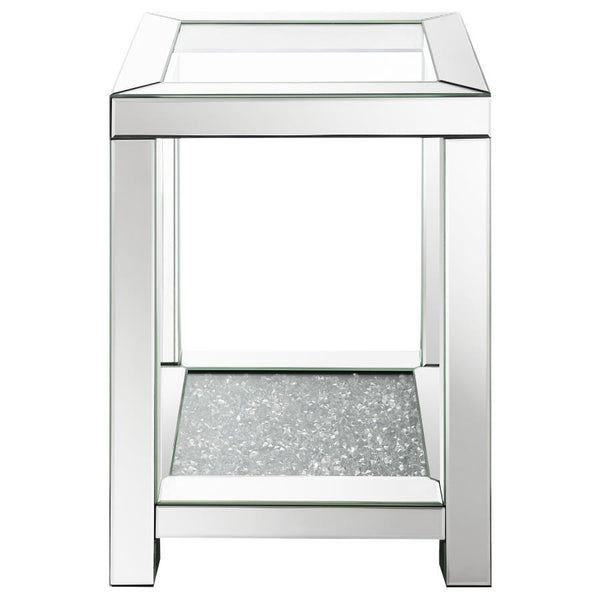 Valentina - Mesa auxiliar de cristal con una balda - Plateado