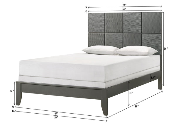 Denker - Queen 4 Piece Bedroom Set - Gun Metal