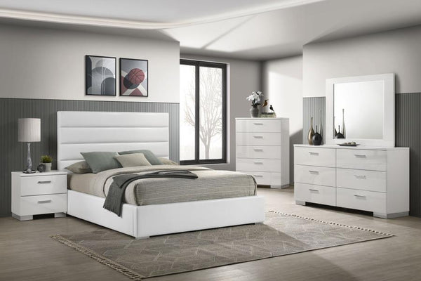 Felicity - 5 Piece California King Bedroom Set - White High Gloss
