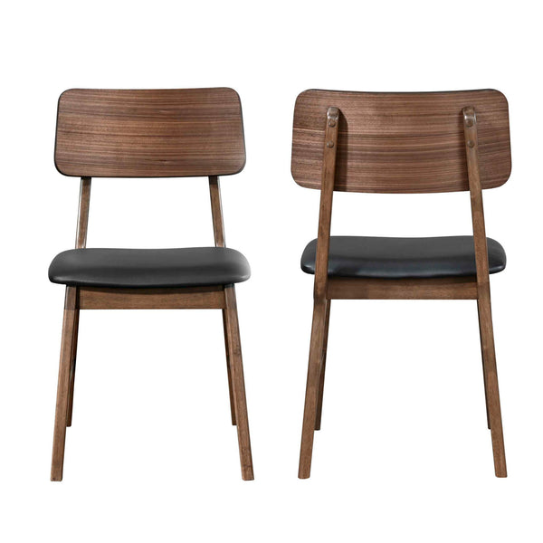 Thea - Wood Back Side Chair With Black Seat (Set of 2) - Walnut