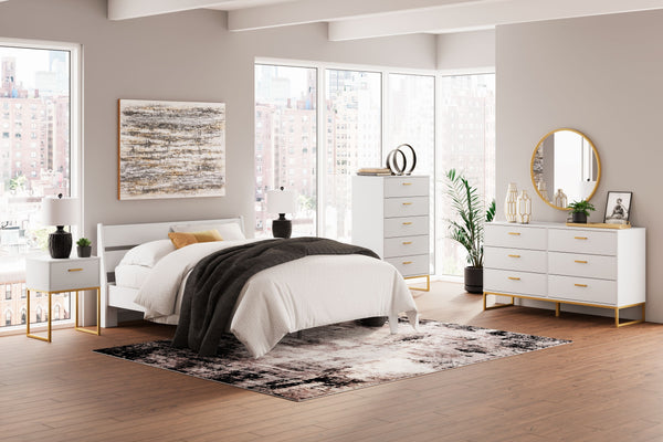 Bringing big style to small living areas, this bedroom set is a smart, space-saving choice for those with an eye for contemporary design. Its clean-lined profile and understated refinements create a simple silhouette that works in so many settings. <h4><b