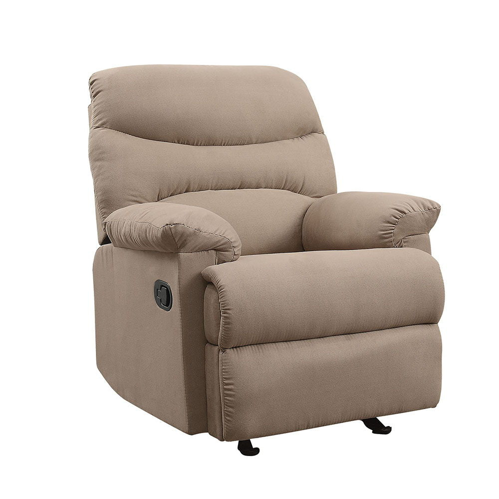 The lovely Arcadia recliner offers comfort, style and value for any home. A smooth microfiber seat cushion provides relaxation from seat to toe with an easy to reach external handle for operating the reclining mechanism.<br/><br/><b>Product Features</b><u