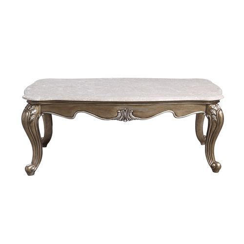 KD Legs Marble Table Top Thickness: 25mm<br/><br/><b>Product Features</b><ul><li>Scrolled ornamental details</li><li>Queen Anne Legs</li><li>Curved Apron</li><li>Marble Top</li><li>Gold Trim Accent</li><li>Case: 1Pc/1Ctn</li><li>Finish: Marble Top & Expre