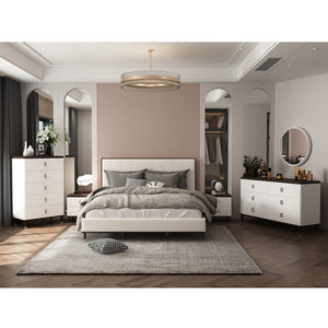 Carena - Queen Bed - Light Gray & White & Brown