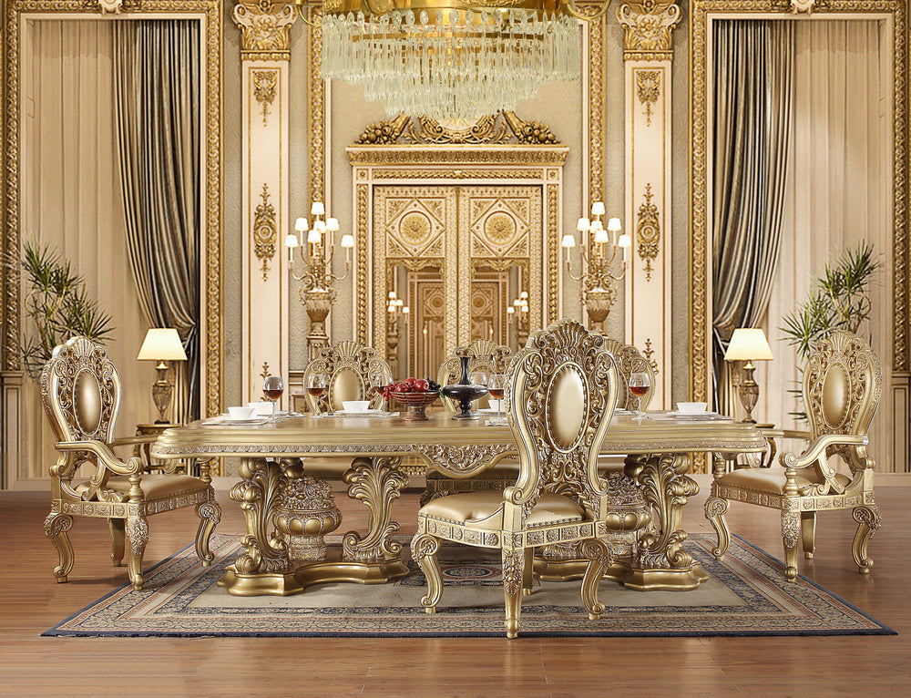 Seville - Side Chair (1Pc/1Ctn) - Beige - 30-"<br/><br/><b>Product Features</b><ul><li>Fixed Table Top</li><li>Pedstal Table</li><li>Hollow Carving & Upholstery Chair</li><li>Leaf Shape Curio w/3 Tier Shelf</li><li>Case: 1Pc/1Ctn</li><li>Finish: Tan PU & 