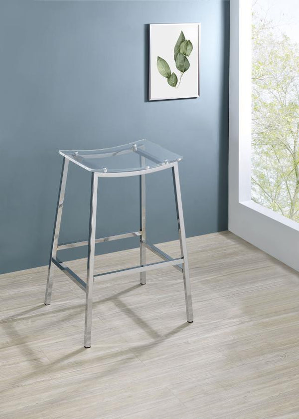  this set of two bar stools uses modern materials and finishes to bring a crisp look. Perfect for casual seating at a bar table or counter