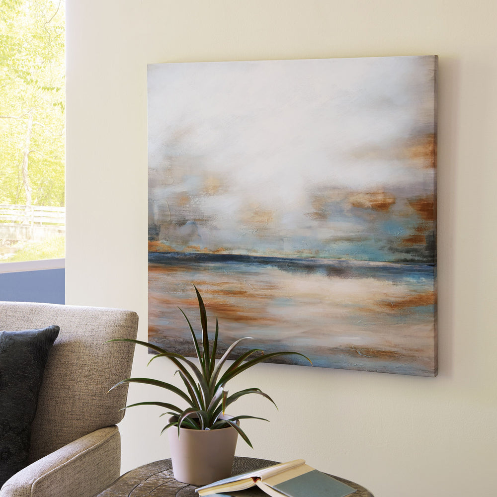 Keep your head in the clouds. This wall art is a dreamy addition to your modern decor. Itâ€™s a simply stunning abstract take on landscape paintings, gracing your space with its bright and airy design.<br/><br/><b>Product Features</b><ul><li>Gallery wrapp