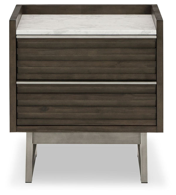 Arkenton - Grayish Brown / White - Two Drawer Night Stand
