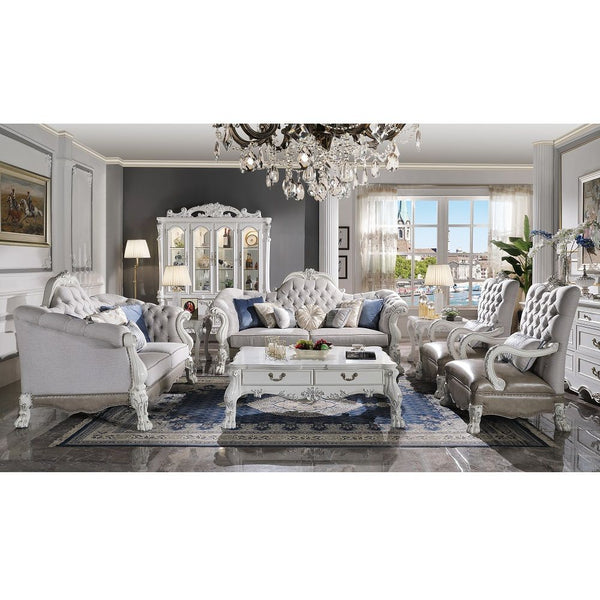  with 7 Pillows Floral Scrolled Crown & Front-Arm Trim with Antique Brush