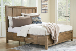 Cabalynn - Light Brown - California King Panel Bed With Storage