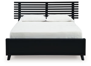 Danziar - Black - Queen Slat Panel Bed