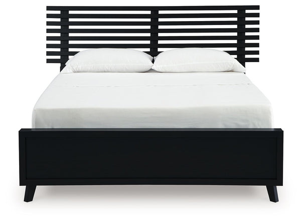 Danziar - Black - Queen Slat Panel Bed