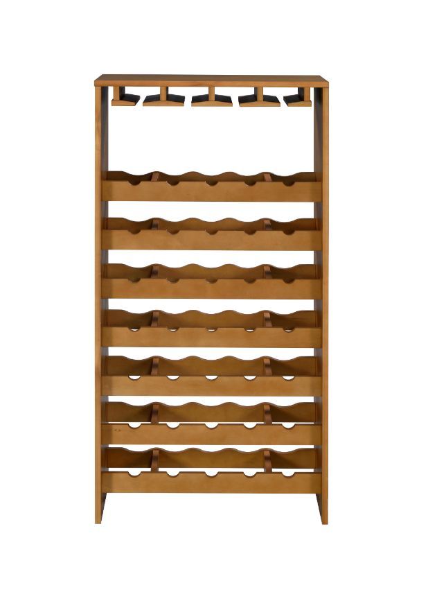 KD Built-in Wine and Stemware Rack 4 Cup Holder Included Wine Rack: 35 Bottles<br/><br/><b>Product Features</b><ul><li>Case: 1Pc/1Ctn</li><li>Finish: Oak Finish</li><li>Style: Transitional</li><li>Materials: Composite Wood, Veneer(Paper)</li></ul><br/>