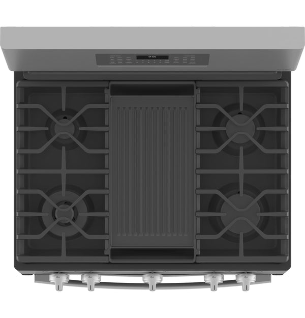 GE Profile™ 30" Free-Standing Gas Double Oven Convection Fingerprint Resistant Range with No Preheat Air Fry