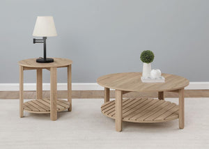 Fowler - 1-Shelf Round Engineered Wood Coffee Table - Natural