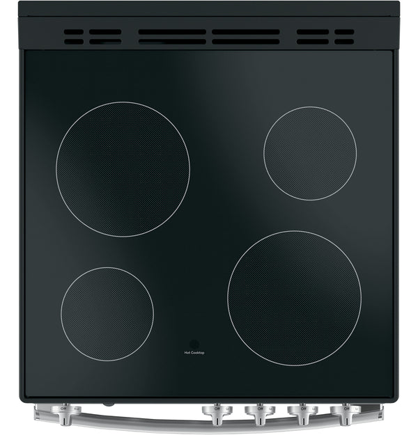 GE® 24" Free-Standing/Slide-in Front Control Range with Steam Clean and Large Window