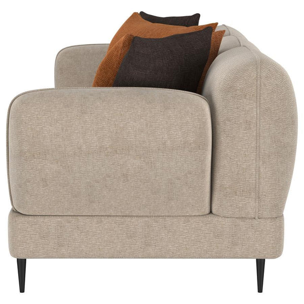 Jade - Chenille Upholstered Sculpted Track Arm Sofa - Latte