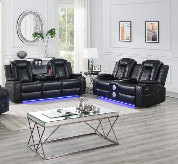 2pc Power Sofa & Loveseat with Drop Down Table and Spekears