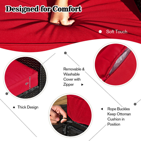 8-piece seat for more creative combinations<br>All weather PE rattan and rustproof steel frame for long time outdoor use<br>Sturdier and safer to use with high quality tempered glass tabletop<br>Soft and thick cushions for ultimate coziness<br>Hold the ot