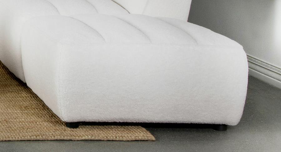 This ottoman provides additional seating and doubles as a versatile piece in your living room. Whether used as a footrest, extra seating, or even as a makeshift coffee table, it offers both practicality and modern style. The plush cushioning ensures comfo