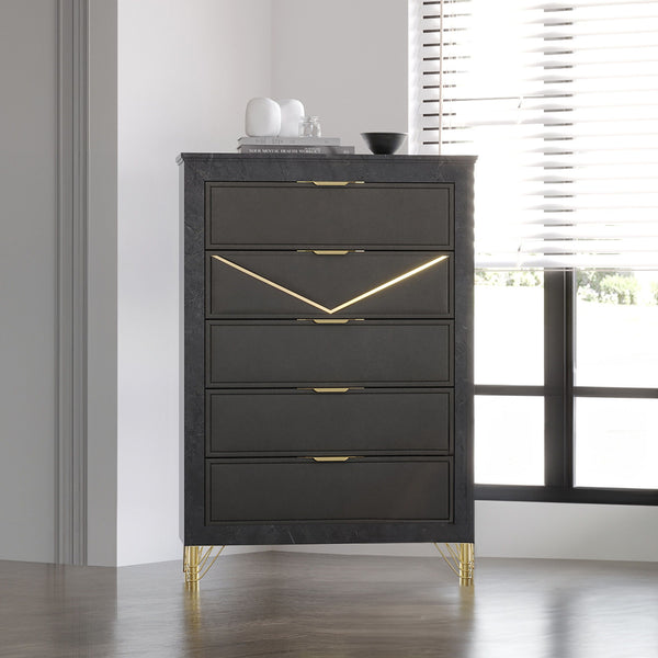  it offers durability and a sleek aesthetic. Ultra-soft gray fabric drawer fronts