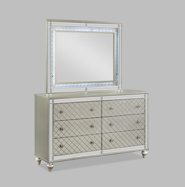 Cristian-Dresser/ Mirror-Champagne<h4><b>Cristian - Dresser - Champagne</b></h4> <table width="100%"><colgroup><col style="width: 30%"> <col style="width: 70%"> </colgroup> <tbody> <tr> <td>Dimensions</td> <td> 62.00"L x 18.25"D x 37.50"H</td> </tr> <tr> 