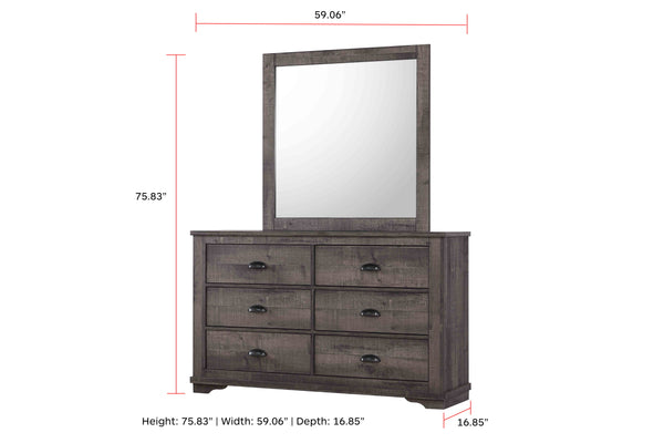 Coralee - King 5 Piece Bedroom Set - Dark Gray