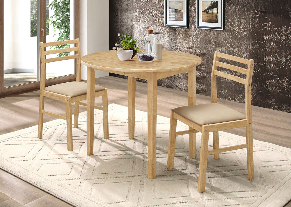 Bucknell - 3 Piece Round Drop Leaf Dining Table Set - Natural