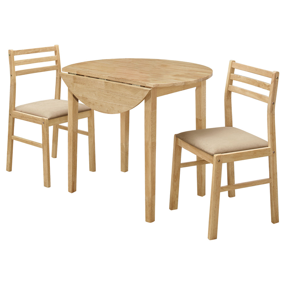 Bucknell - 3 Piece Round Drop Leaf Dining Table Set - Natural