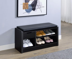  designed to keep your space organized. Featuring a foam cushion upholstered in sleek black faux leather