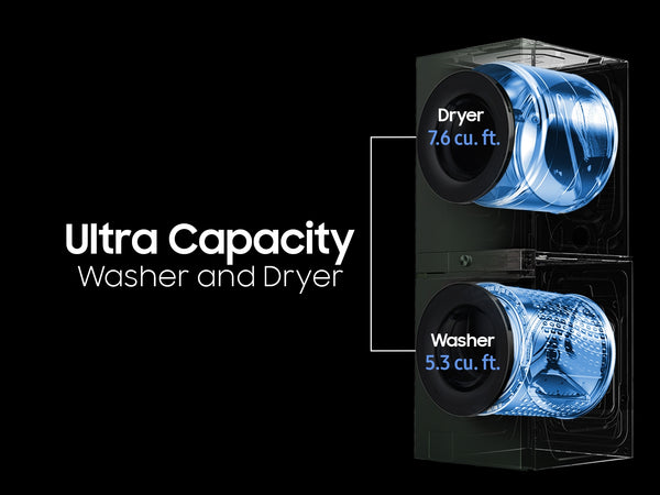 Bespoke AI Laundry Hub 5.3 cu. ft. Ultra Capacity Single Unit Washer with AI OptiWash and 7.6 cu. ft. Gas Dryer in Satin Green