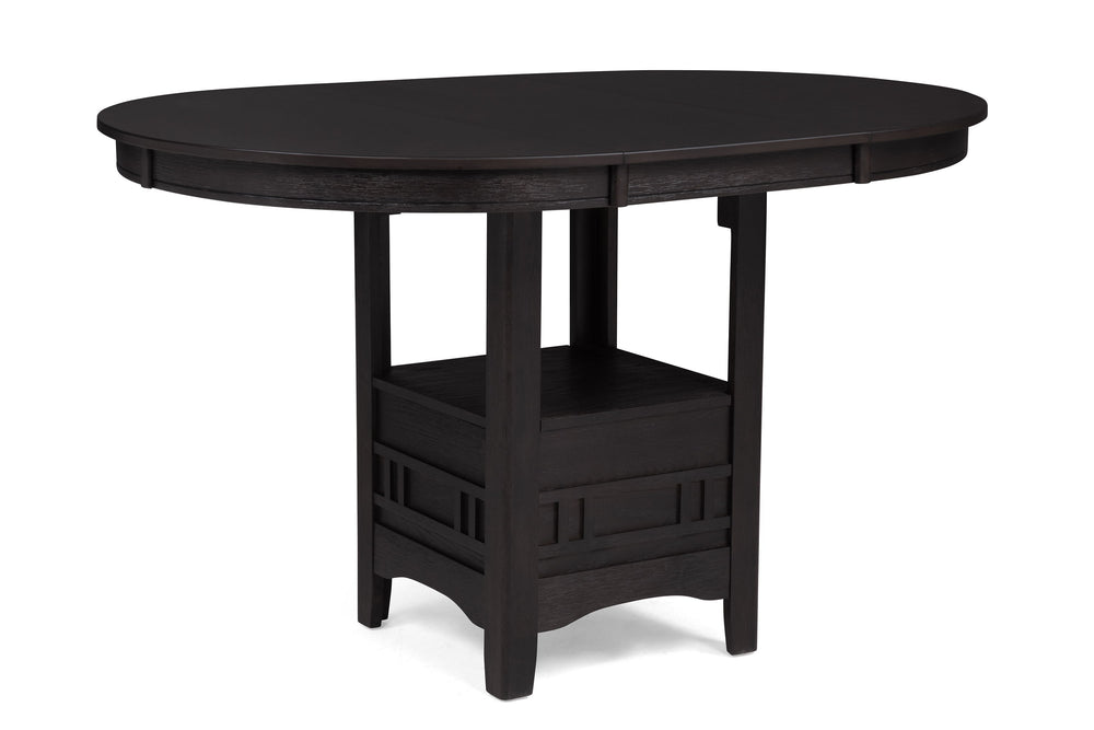 Upgrade your dining space with this sophisticated counter-height dining set, designed to combine modern elegance with everyday functionality. The sleek, round table features a removeable leaf and a open shelf base, offering both style and convenience. Per