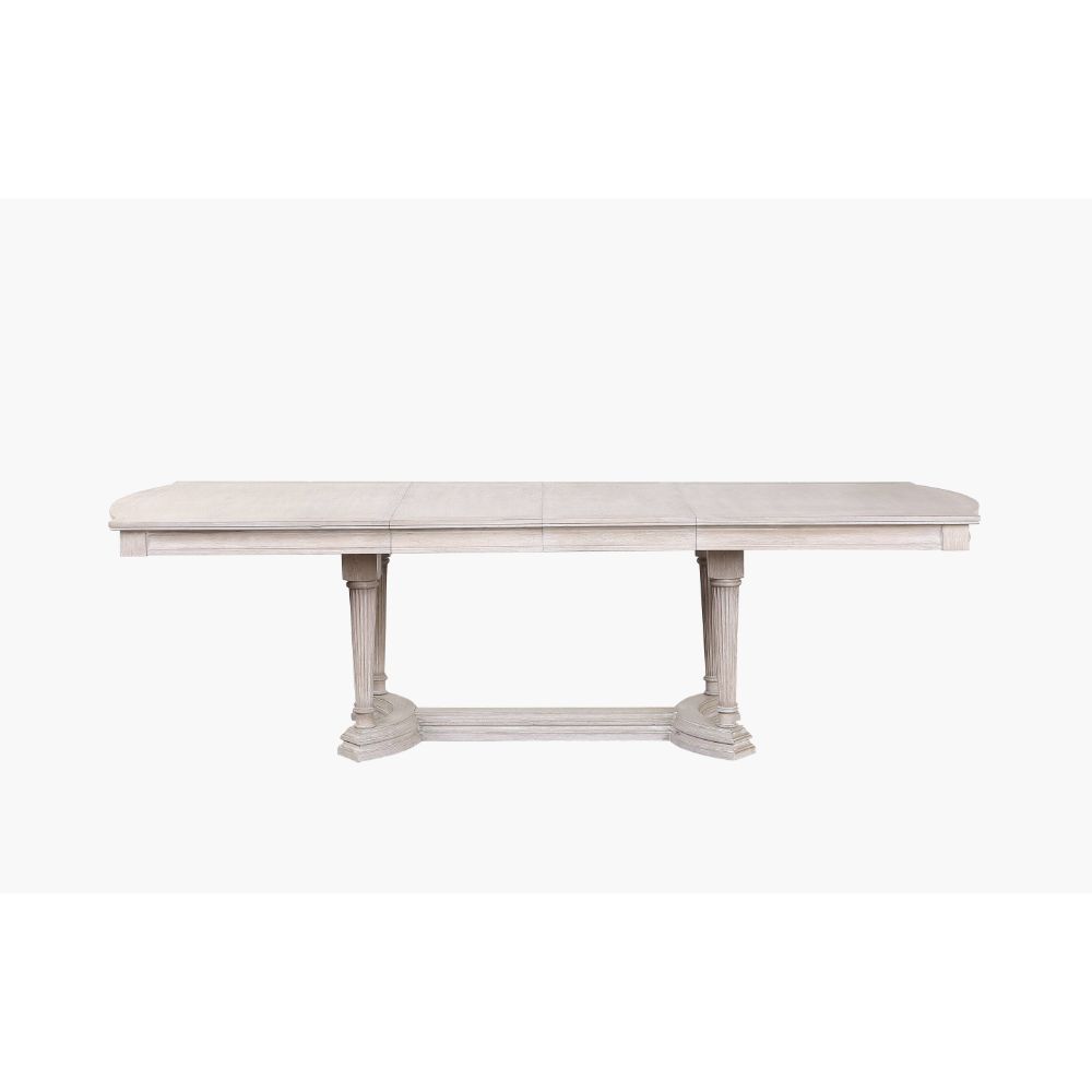Create a refined atmosphere with the Wynsor formal dining collection an Acme exclusive design! The handsome dining table features an extendable top, as well as a trestle base with unique reeded legs. The matching upholstered side and arm chairs feature bu