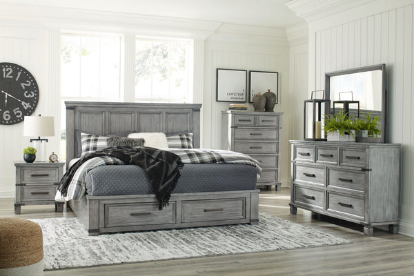  the eclectic dresser features a light weathered gray finish with dark aged bronze-tone bar pulls and metal straps for a casually cool sensibility. P