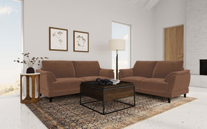 Selma - 2 Piece Velvet Upholstered Crescent Arm Sofa Set - Rust