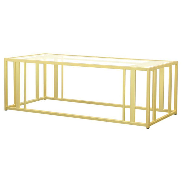 Adri - Rectangular Glass Top Coffee Table - Matte Brass