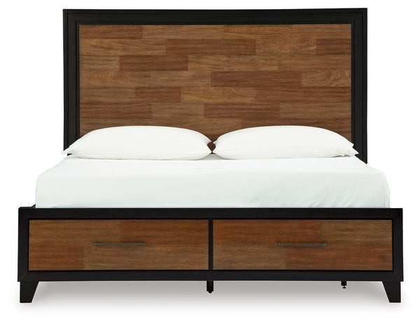 Kraeburn - Brown / Black - California King Panel Storage Bed