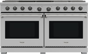 60 Inch Gas Range, 8 Burner Double Oven